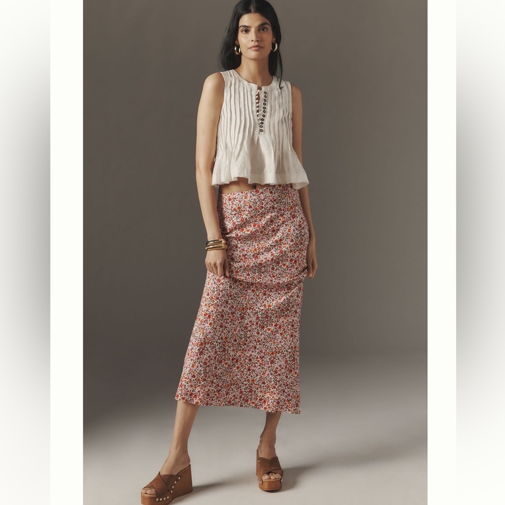 Anthropologie NWT Tilda Maxi Slip Skirt Linen Edition- 🥀